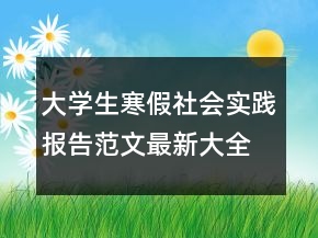 大学生寒假社会实践报告范文最新大全