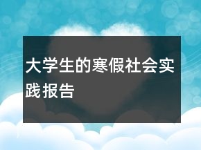 大学生的寒假社会实践报告