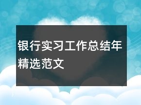 银行实习工作总结年精选范文
