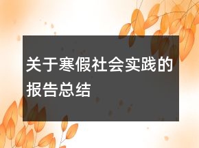 关于寒假社会实践的报告总结