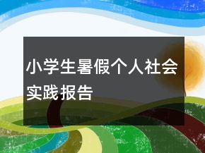 小学生暑假个人社会实践报告