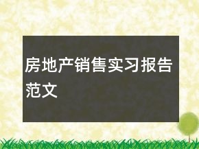 房地产销售实习报告范文