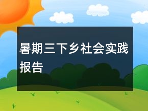 暑期三下乡社会实践报告