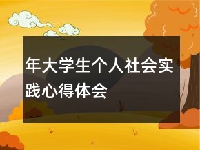 年大学生个人社会实践心得体会