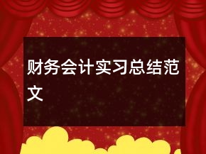 财务会计实习总结范文