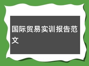 国际贸易实训报告范文