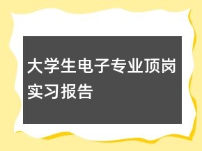 大学生电子专业顶岗实习报告