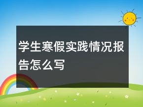 学生寒假实践情况报告怎么写