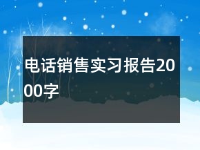 电话销售实习报告2000字
