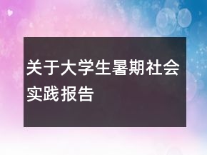 关于大学生暑期社会实践报告