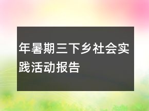 年暑期“三下乡”社会实践活动报告