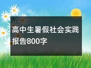 高中生暑假社会实践报告800字