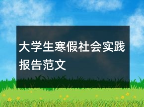 大学生寒假社会实践报告范文