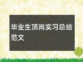 毕业生顶岗实习总结范文