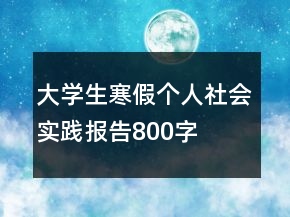 大学生寒假个人社会实践报告800字