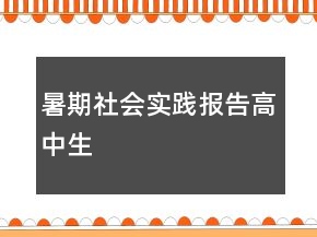 暑期社会实践报告高中生