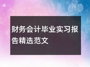 财务会计毕业实习报告精选范文