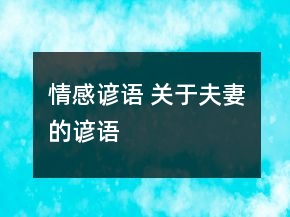 情感谚语 关于夫妻的谚语
