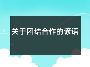 关于团结合作的谚语