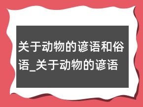 关于动物的谚语和俗语_关于动物的谚语有哪些