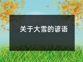 关于大雪的谚语