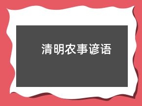 清明农事谚语