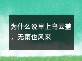 为什么说“早上乌云盖，无雨也风来”