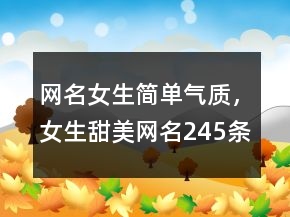 网名女生简单气质，女生甜美网名245条