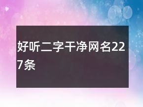 好听二字干净网名227条