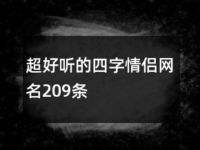 超好听的四字情侣网名209条