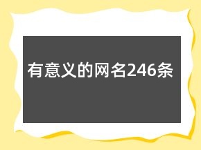 有意义的网名246条