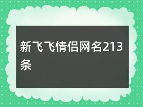 新飞飞情侣网名213条