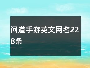 问道手游英文网名228条