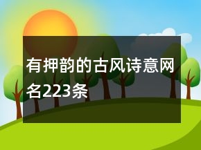有押韵的古风诗意网名223条