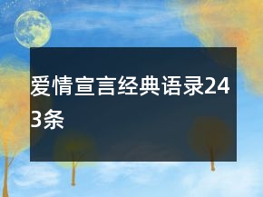 爱情宣言经典语录243条