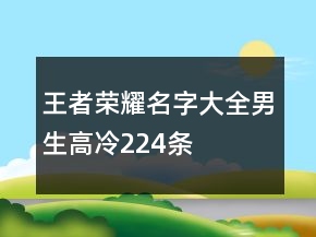 王者荣耀名字大全男生高冷224条
