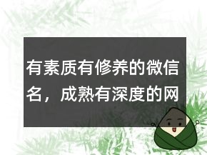 有素质有修养的微信名，成熟有深度的网名228条