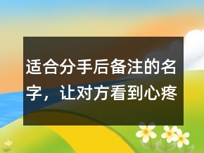适合分手后备注的名字，让对方看到心疼的网名234条