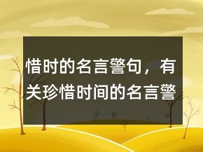 惜时的名言警句，有关珍惜时间的名言警句215条