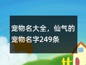 宠物名大全，仙气的宠物名字249条