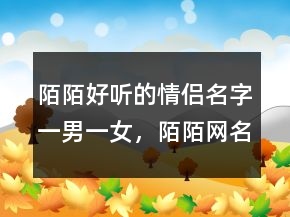 陌陌好听的情侣名字一男一女，陌陌网名男242条