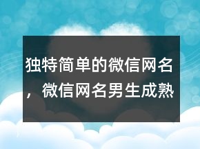 独特简单的微信网名，微信网名男生成熟稳重213条