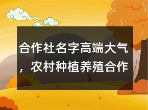 合作社名字高端大气，农村种植养殖合作社起名214条