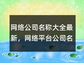 网络公司名称大全最新，网络平台公司名字大全250条