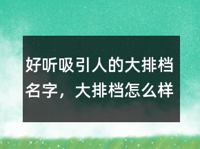 好听吸引人的大排档名字，大排档怎么样吸引人气226条