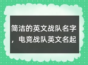 简洁的英文战队名字，电竞战队英文名起名218条