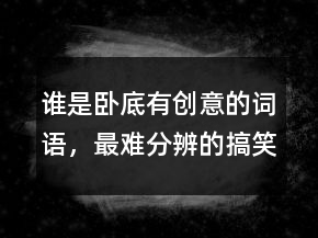 谁是卧底有创意的词语，最难分辨的搞笑卧底词220条