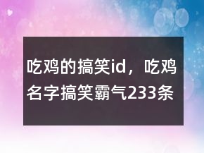 吃鸡的搞笑id，吃鸡名字搞笑霸气233条