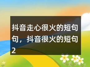 抖音走心很火的短句句，抖音很火的短句206条