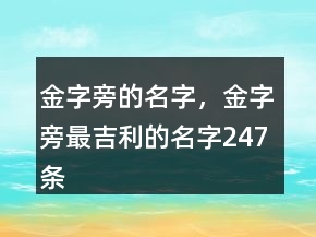 金字旁的名字，金字旁最吉利的名字247条